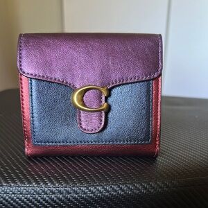 Coach Women's Purple and Black Leather Wallet